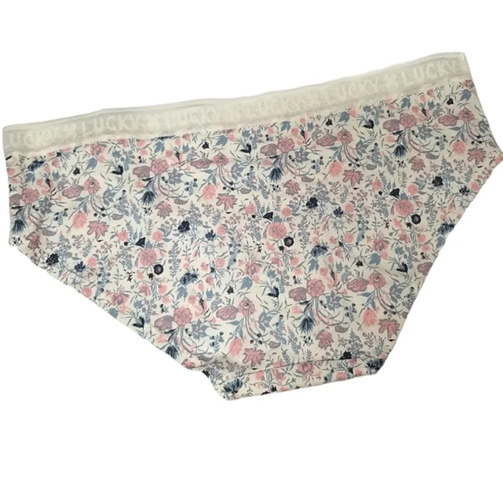 Lucky Brand Seamless Panty Blue & Pink Floral Sz L NWT